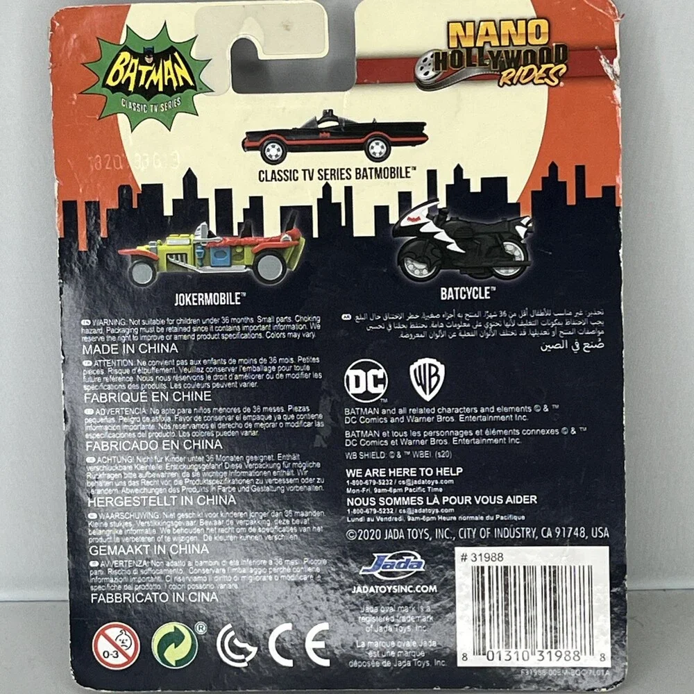 Jada NANO HOLLYWOOD RIDES - BATMAN Classic TV Batmobile, Batcycle, Jokermobile